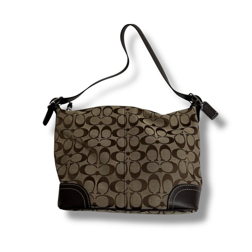 Coach Soho Hobo Bag Brown Tan Signature Jacquard Y2K Shoulder Purse - Picture 3 of 12